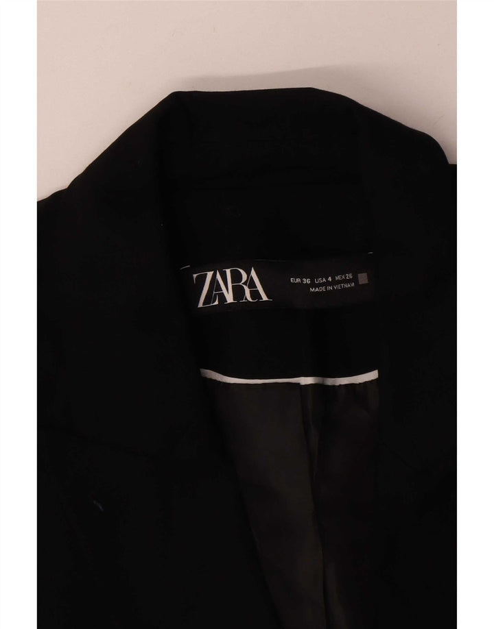 Zara Femme 1 Bouton Blazer Veste UK 36 Petit Noir Polyester