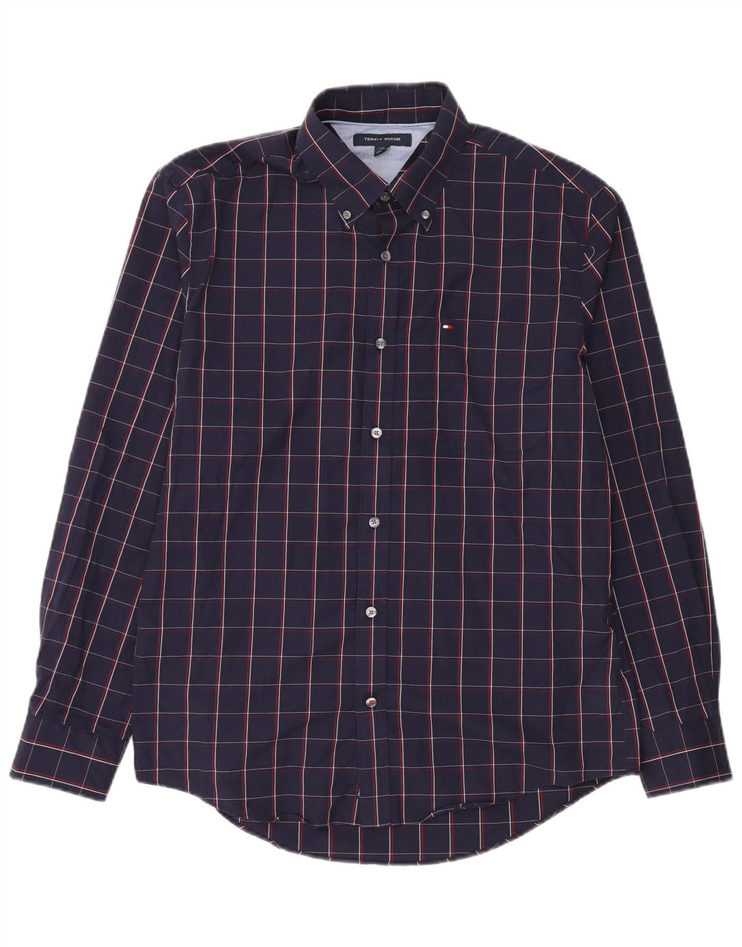 Tommy Hilfiger Chemise Homme Grand Carreau Bleu Marine Coton