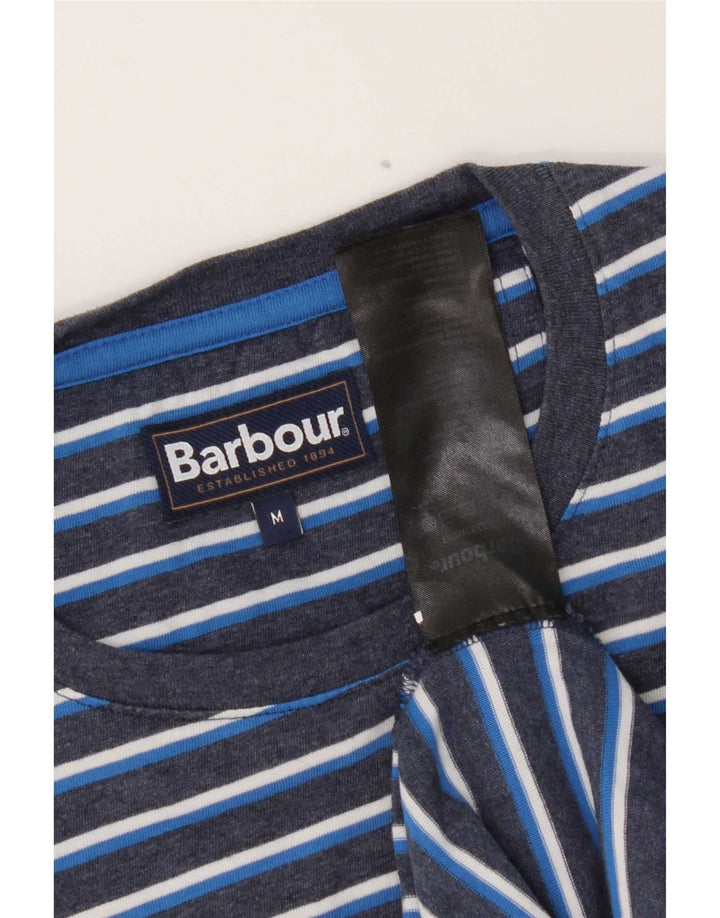 Barbour Hommes T-Shirt Top Bleu Marine Rayé Coton