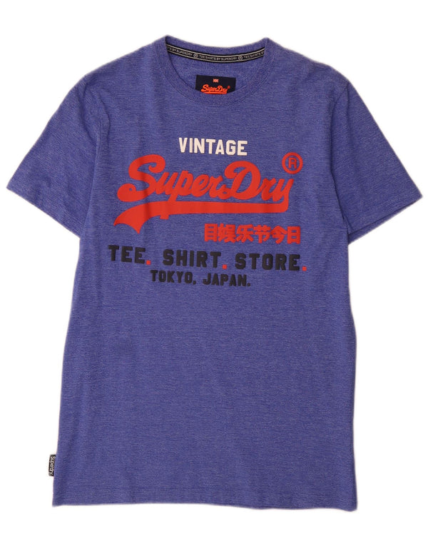 Superdry Homme T-Shirt Graphique Haut Large Bleu Moucheté Coton