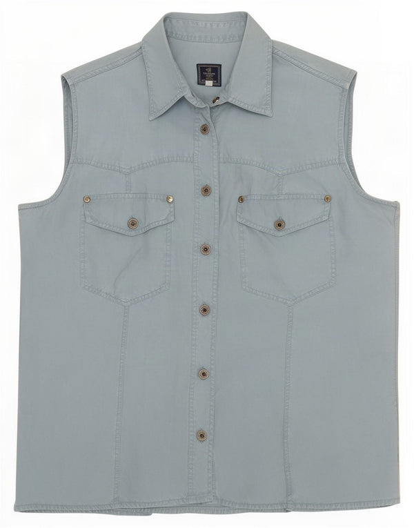 Trussardi Chemise Sans Manches Femme UK 14 Bleu Moyen