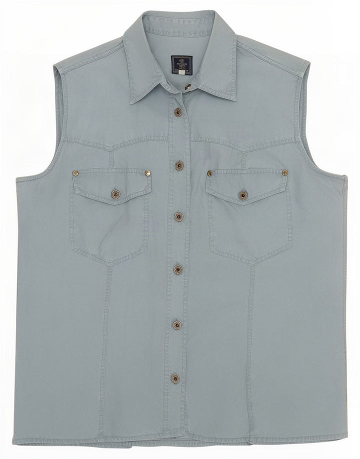 Trussardi Chemise Sans Manches Femme UK 14 Bleu Moyen