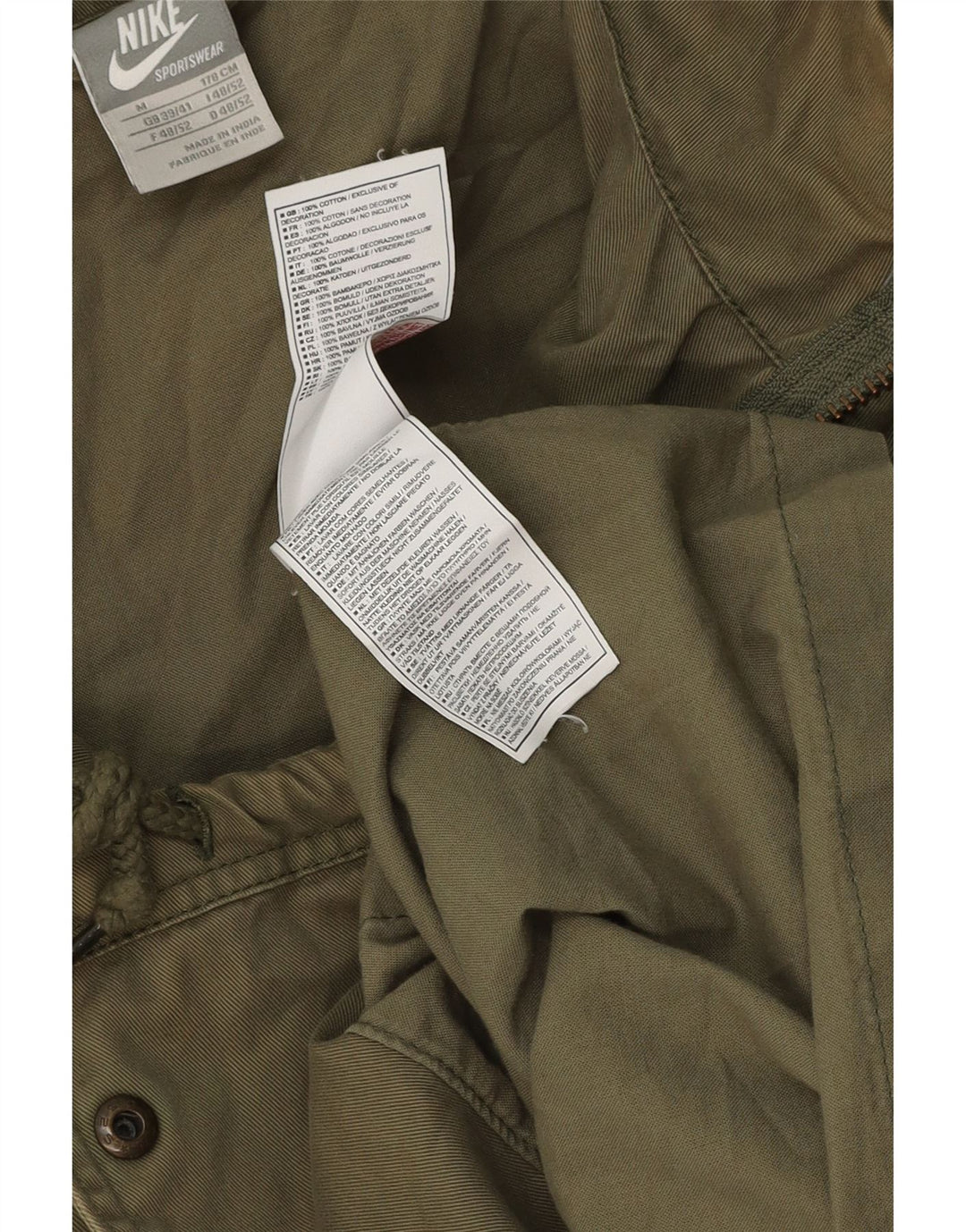 NIKE Parka à capuche pour homme UK 39/41 en coton kaki moyen