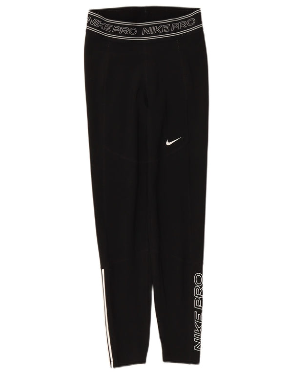 NIKE Legging graphique Dri Fit pour femme UK 4 XS Noir Polyester