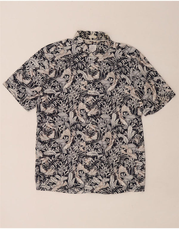 John Lewis Chemise à manches courtes pour homme Coupe régulière Petit coton floral bleu