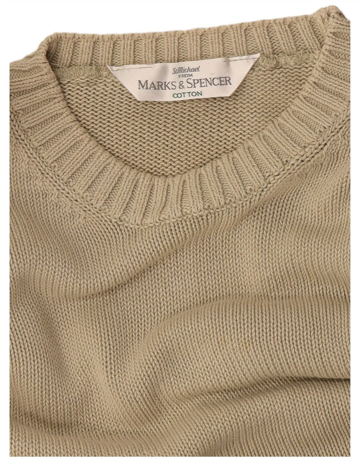 Marks & Spencer Pull à col rond pour homme en coton beige Large