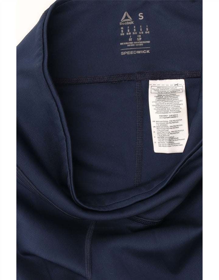 REEBOK Leggings Femme UK 8/10 Petit Bleu Marine Polyester