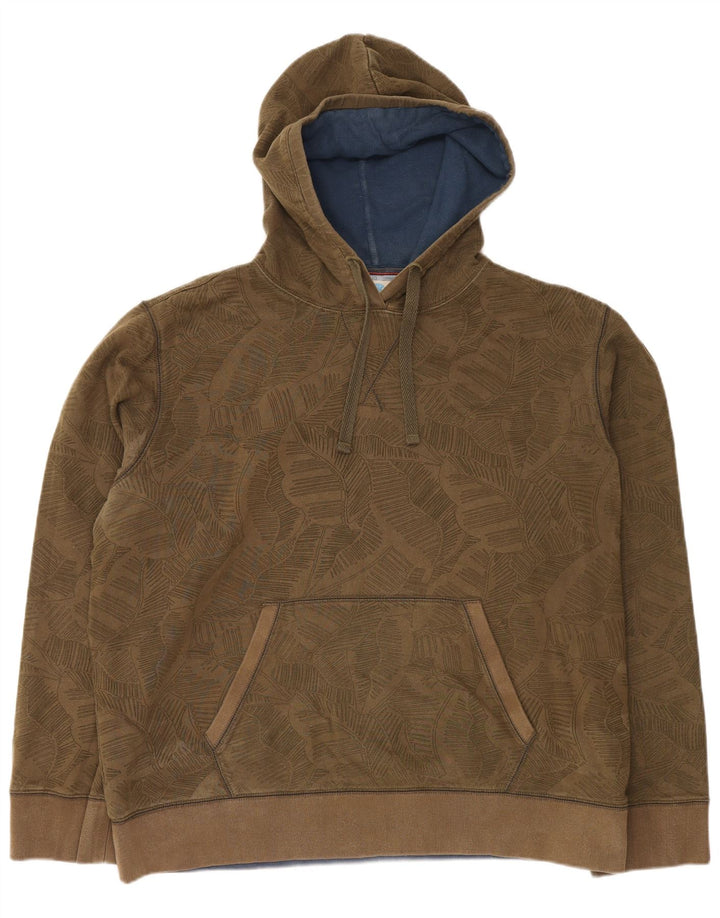 Fat Face Pull à capuche à motif abstrait pour homme en coton kaki 2XL