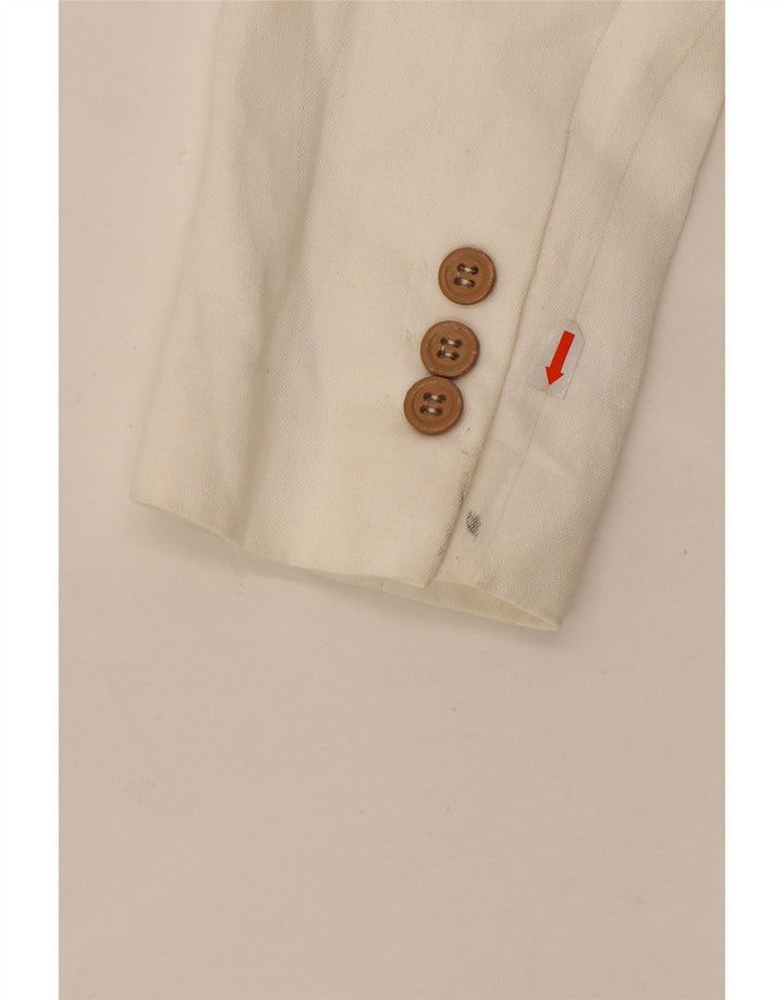 Zara Veste Blazer 1 Bouton Femme UK 16 Grande Viscose Blanche