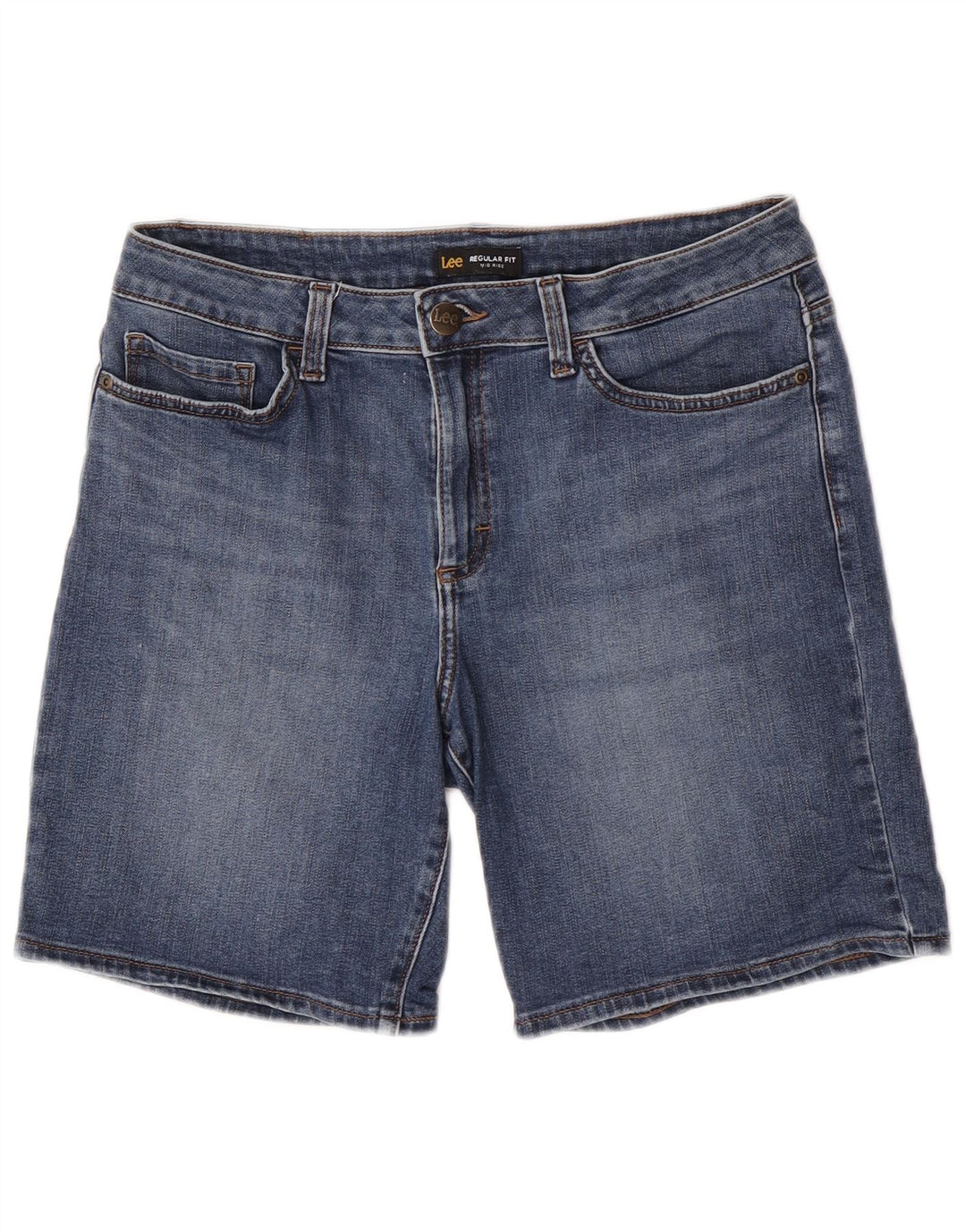 Lee Short en jean taille moyenne pour femme, coupe régulière, US 8, moyen W30, coton bleu