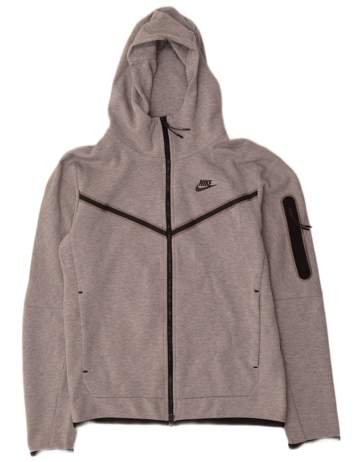 Nike Pull à capuche zippé pour homme Petit coton gris