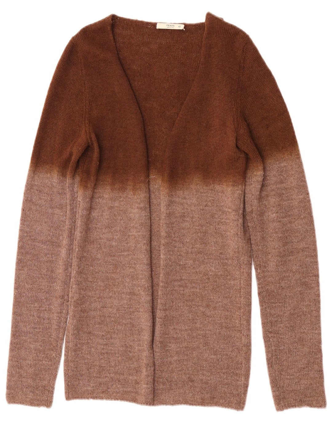 Prada Femme Cardigan Pull IT 42 Marron Moyen Colourblock Alpaga Laine