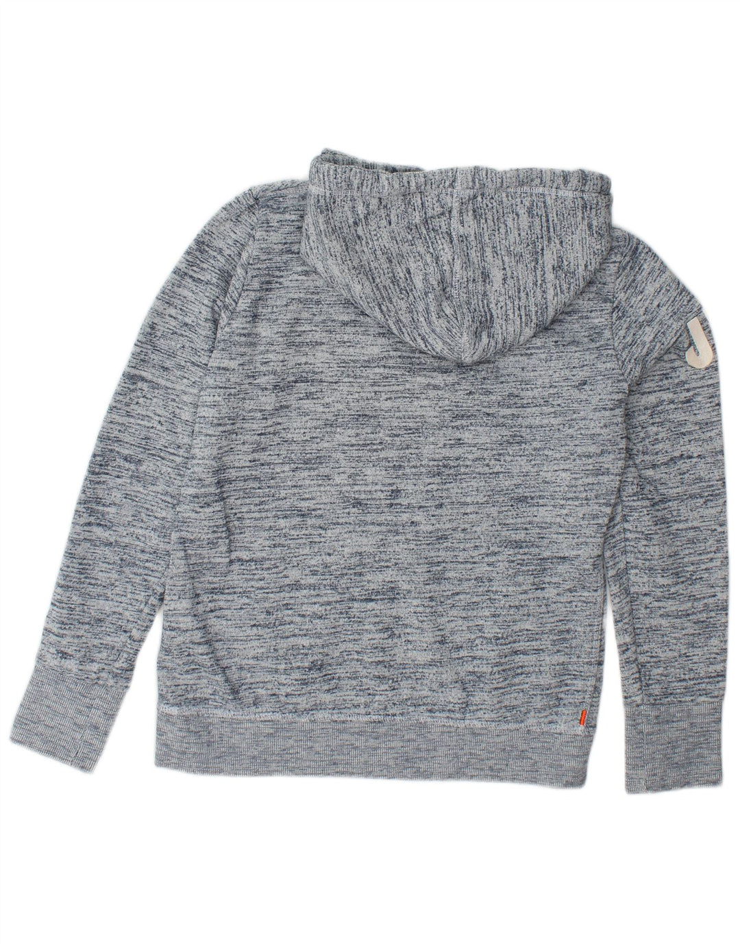 SUPERDRY Pull à capuche graphique pour femme UK 16 Grand coton moucheté bleu marine
