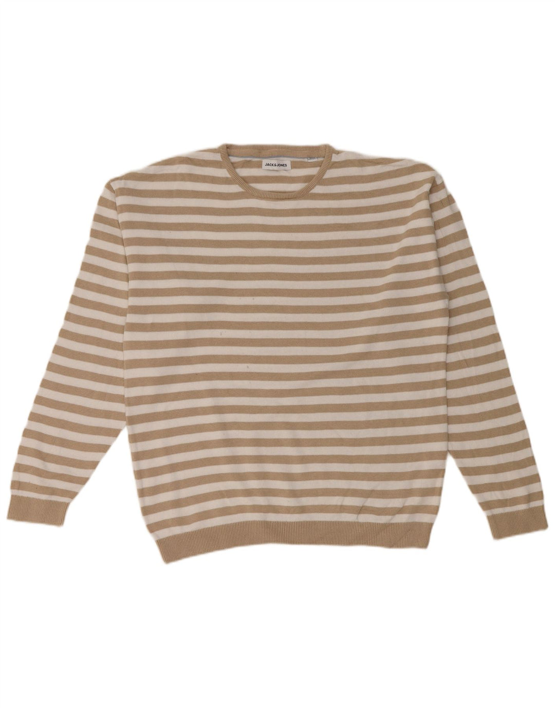 Jack & Jones Pull Col Ras Du Cou Rayé Beige Moyen Homme