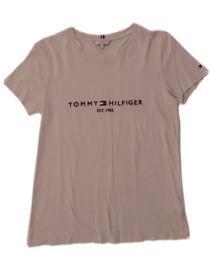 TOMMY HILFIGER T-Shirt Graphique Femme UK 6 XS Gris Coton