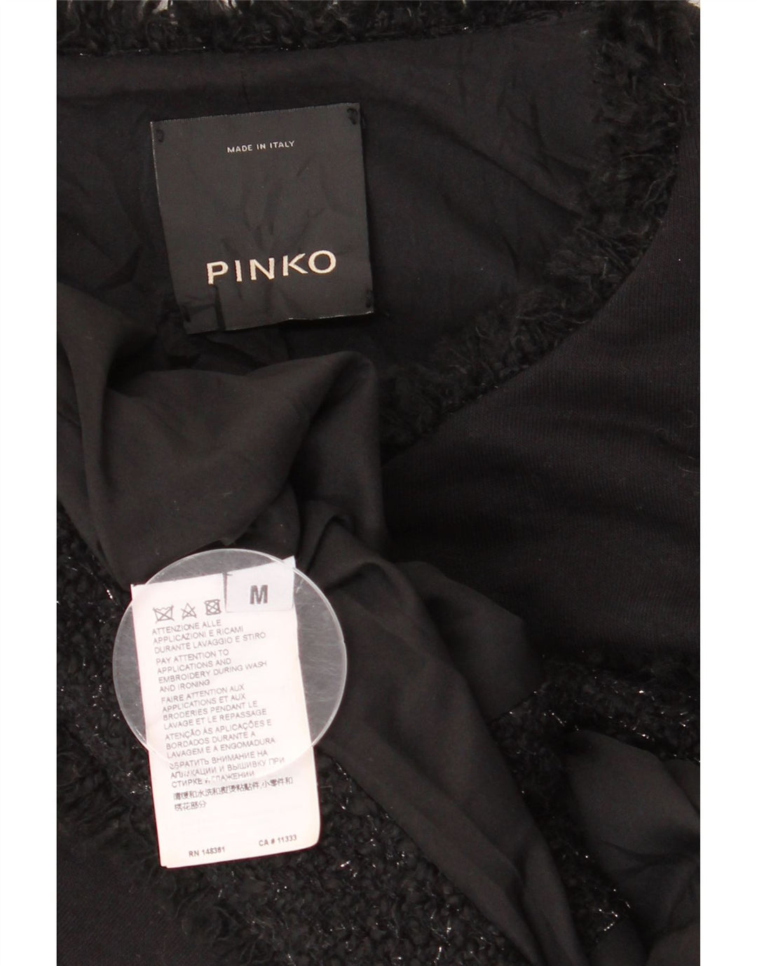 Pinko Veste Blazer 3 Boutons Femme UK 12 Coton Noir Moyen