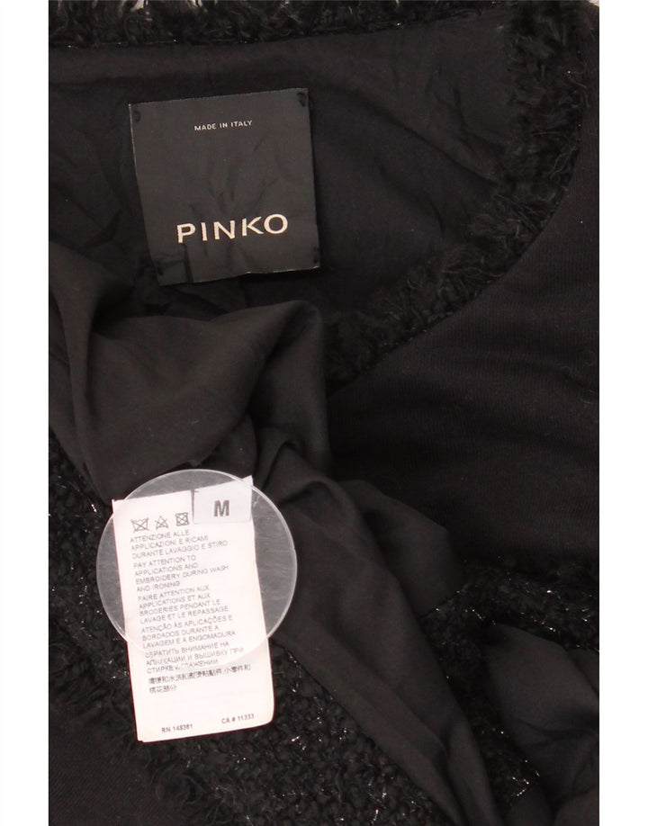 Pinko Veste Blazer 3 Boutons Femme UK 12 Coton Noir Moyen