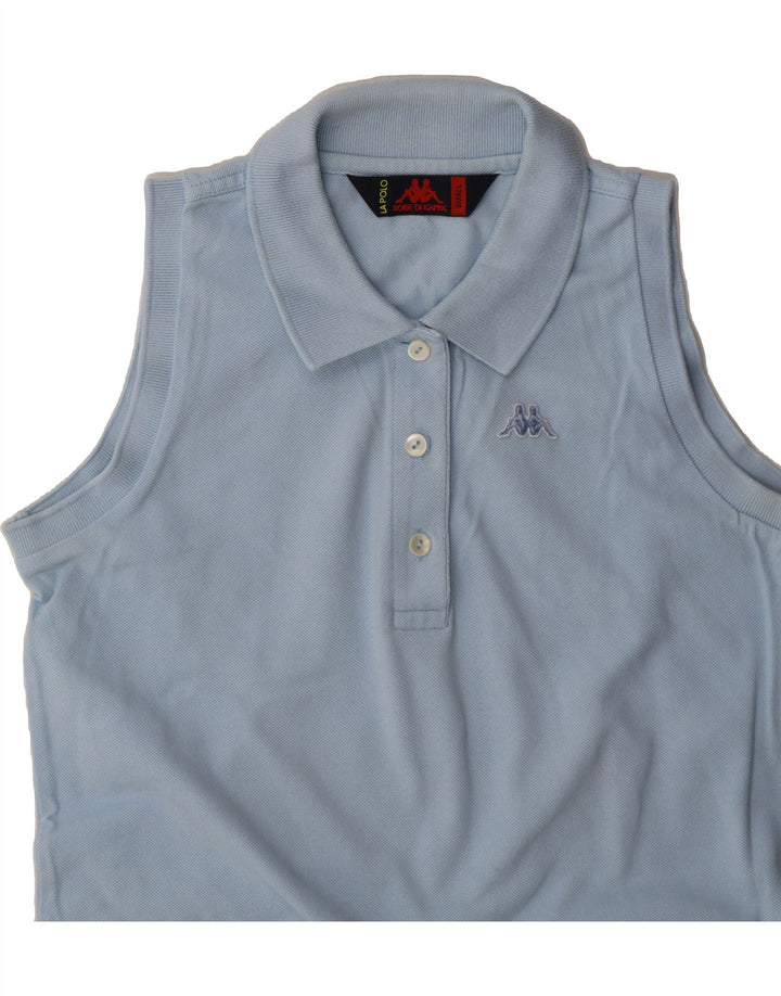 KAPPA Womens Sleeveless Polo Shirt UK 10 Small Blue Cotton Vintage Kappa and Second-Hand Kappa from Messina Hembry 