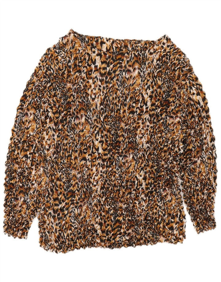 vintage Womens Blouse Top UK 14 Moyen Multicolore Animal Print Polyester