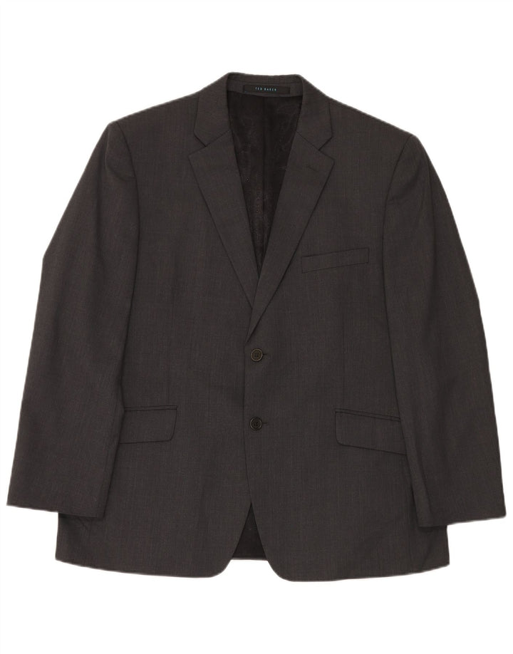 Ted Baker Costume 2 pièces extensible à 2 boutons pour homme UK 42 XL W36 L30 Laine grise