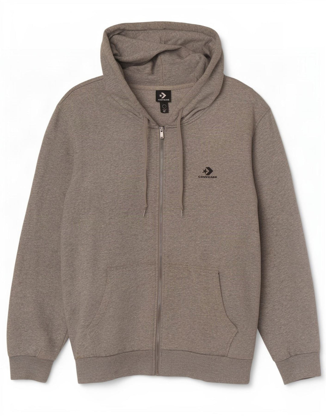 Converse Pull à capuche zippé pour hommes, grand coton gris