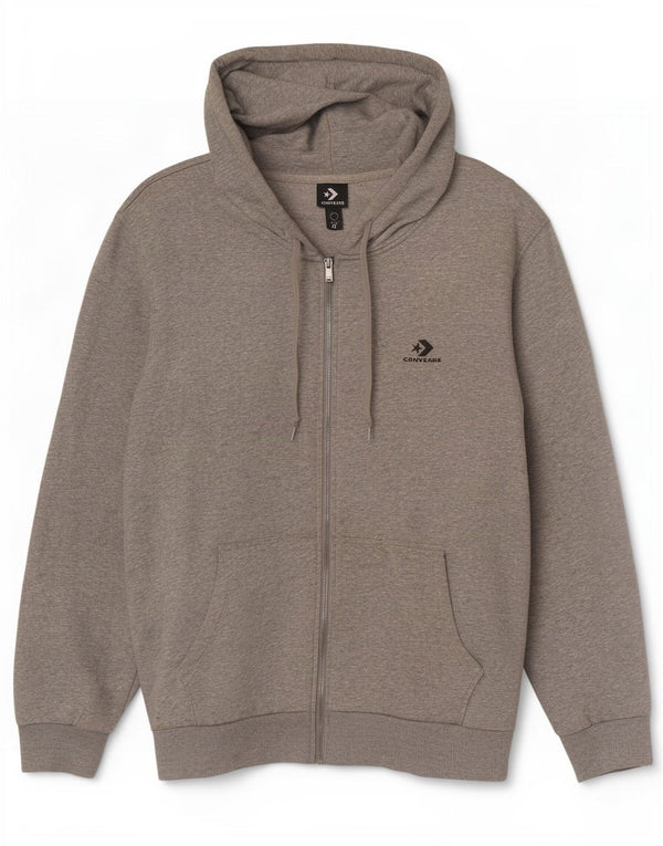 Converse Pull à capuche zippé pour hommes, grand coton gris