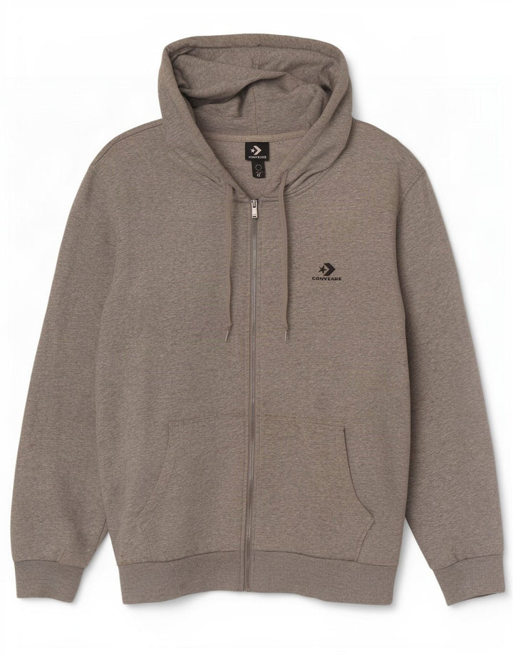 Converse Pull à capuche zippé pour hommes, grand coton gris