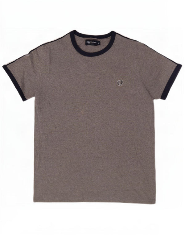Fred Perry T-Shirt Graphique Homme Gris Moyen Moucheté Coton