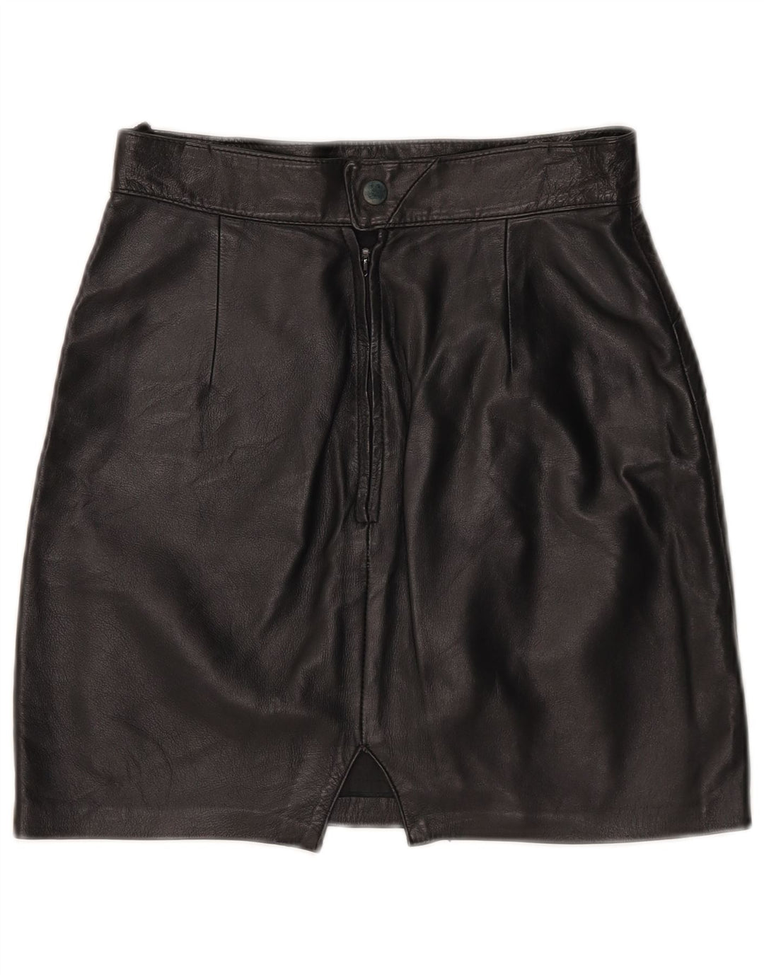 vintage Femme Mini Jupe En Cuir W25 XS Noir