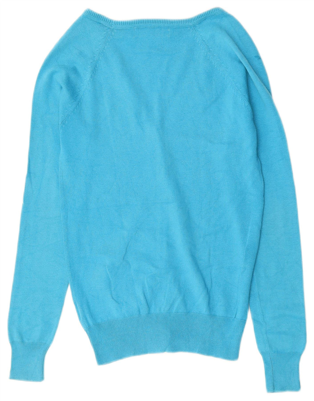 ZARA Femme Cardigan Pull UK 10 Petit Bleu Coton