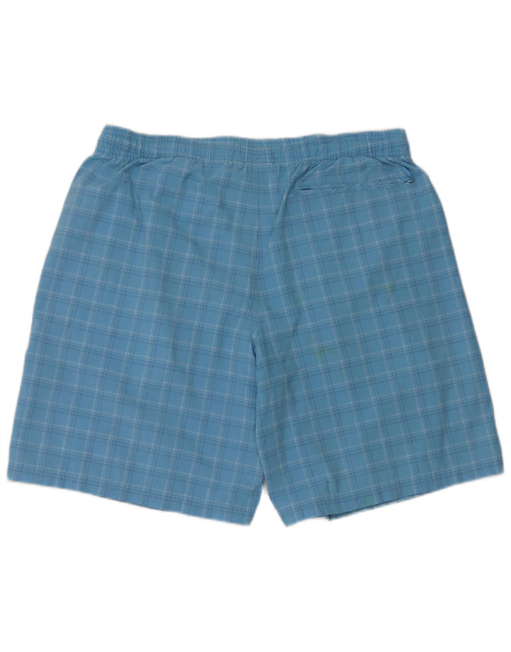 Adidas Short de bain pour homme en polyester à carreaux bleus