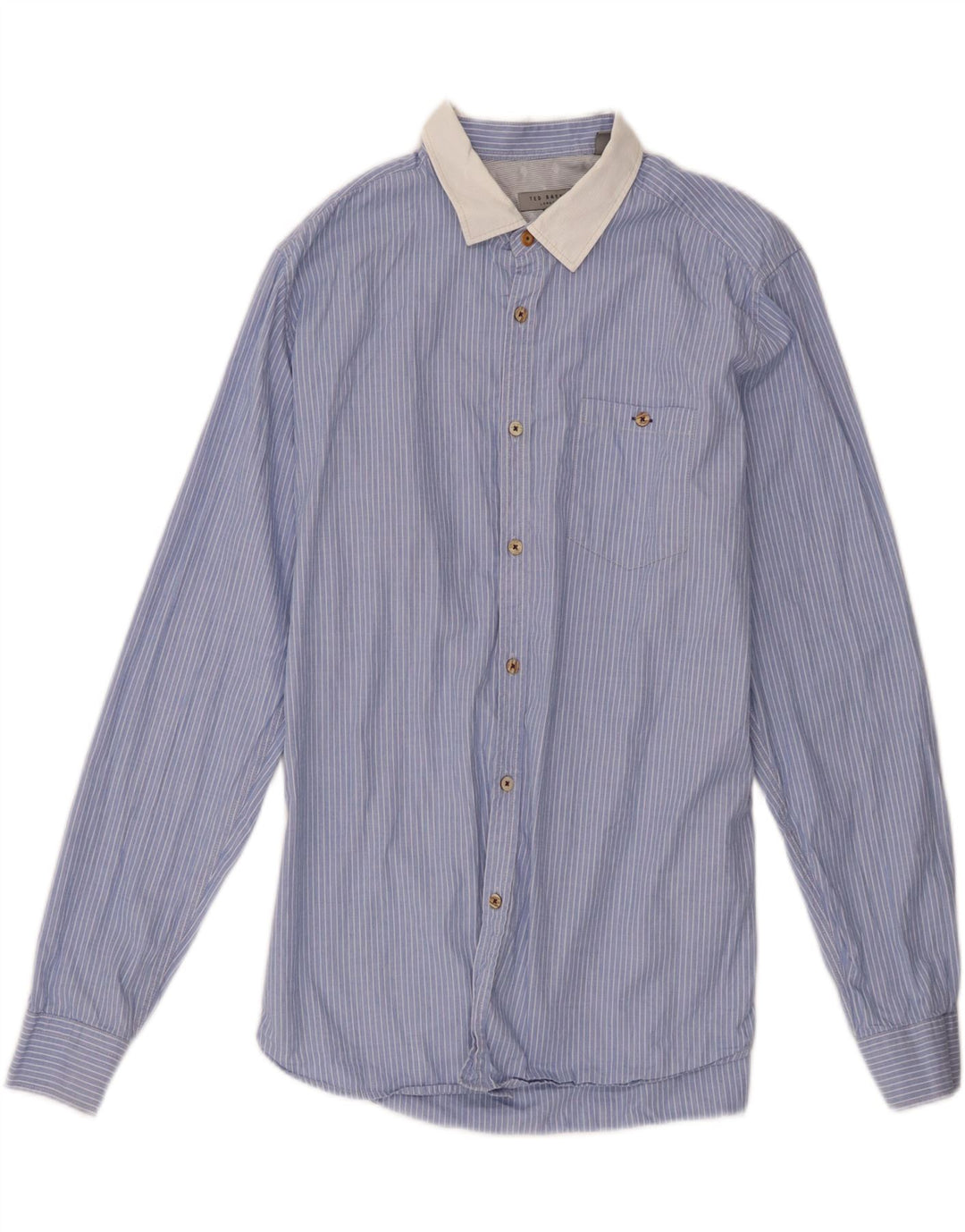Ted Baker Chemise Homme Taille 5 XL Coton à fines rayures bleues