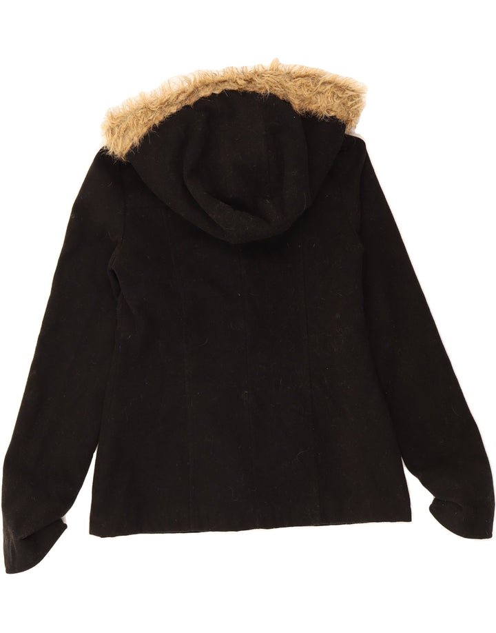 KANGOL Womens Hooded Duffle Jacket UK 12 Medium Black Polyester Vintage Kangol and Second-Hand Kangol from Messina Hembry 