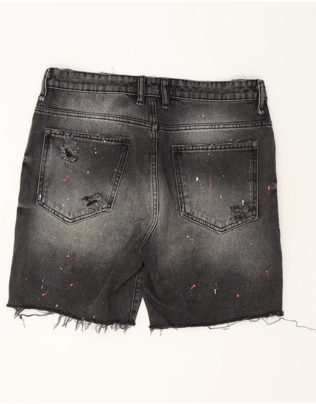 ZARA Short en jean vieilli pour homme EU 42 Large W32 Gris Coton