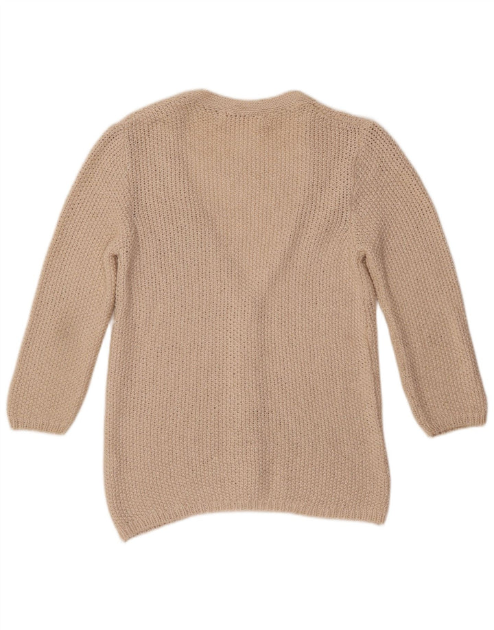 ZARA Femme Cardigan à manches 3/4 Pull UK 12 Beige moyen