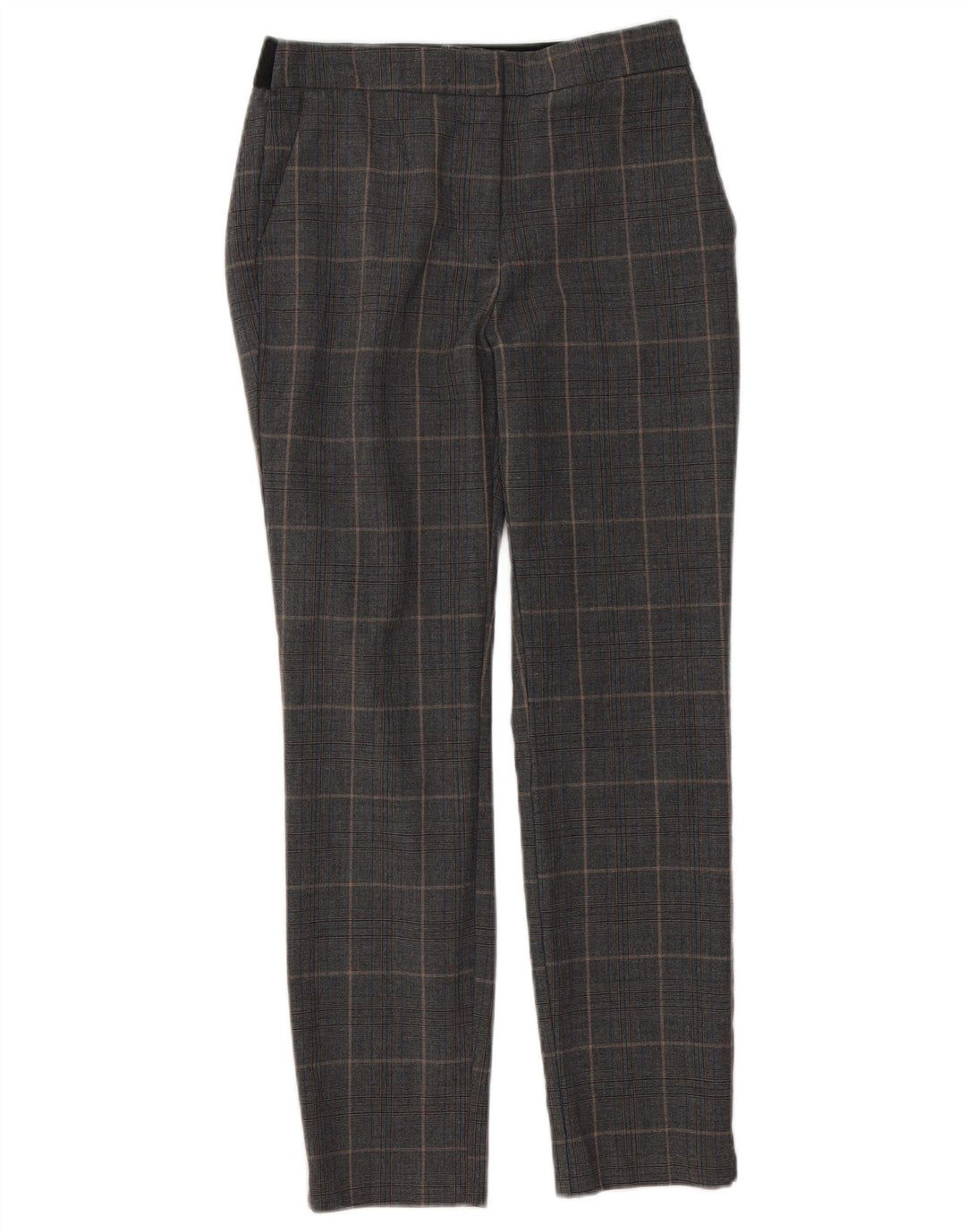 Zara Pantalon Chino Slim Femme Moyen W28 L26 Gris Carreaux Polyester