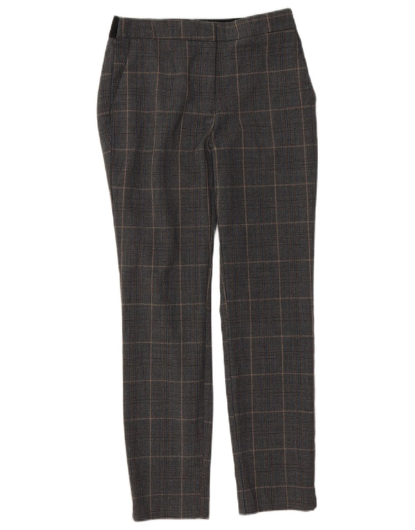 Zara Pantalon Chino Slim Femme Moyen W28 L26 Gris Carreaux Polyester