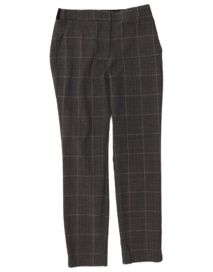 Zara Pantalon Chino Slim Femme Moyen W28 L26 Gris Carreaux Polyester