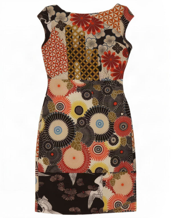 Desigual Robe fourreau graphique pour femme UK 6 XS Noir Floral Polyester