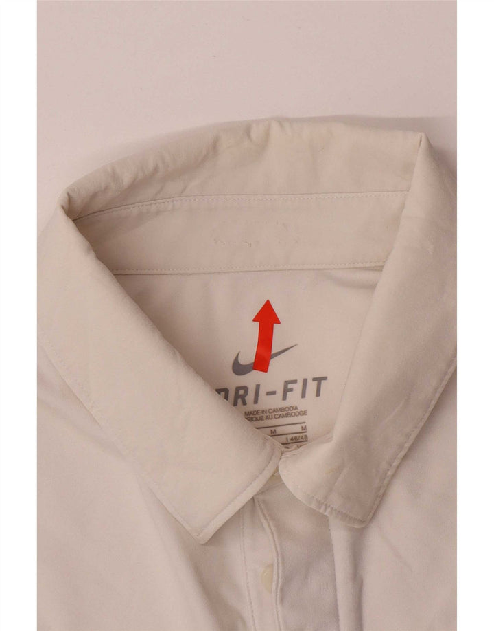 Nike Polo Dri Fit pour homme UK 38/40 Polyester color block blanc moyen