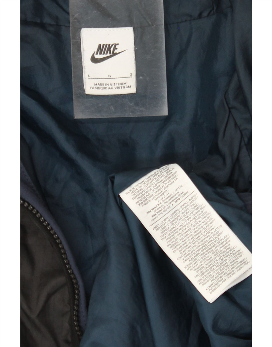NIKE Veste de survêtement à capuche graphique pour hommes, grand, bleu marine, colour block