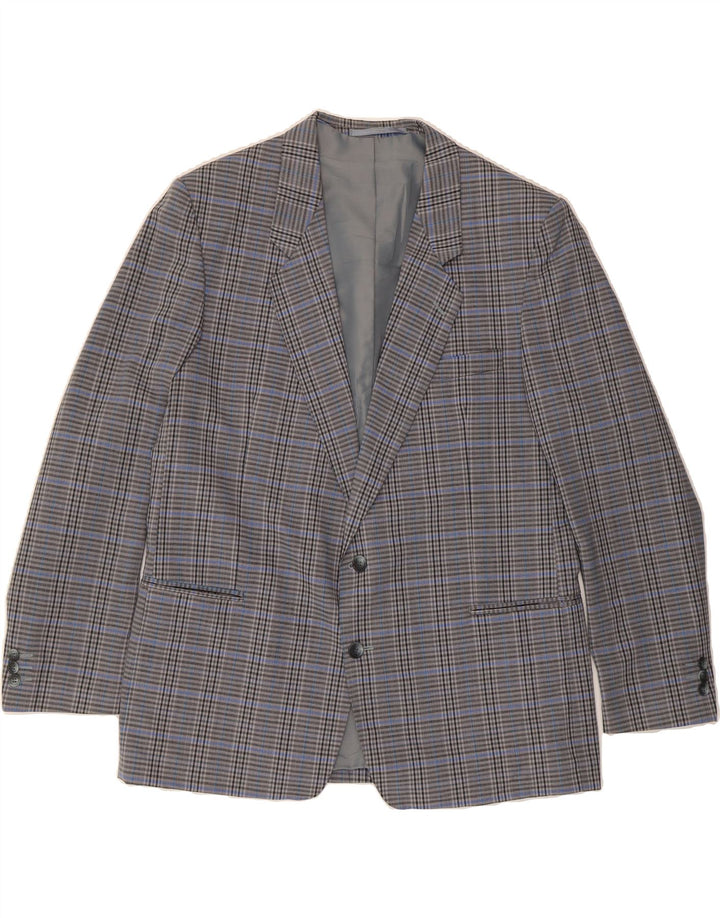 VINTAGE Mens 2 Button Blazer Jacket UK 40 Large Grey Check Vintage Vintage and Second-Hand Vintage from Messina Hembry 