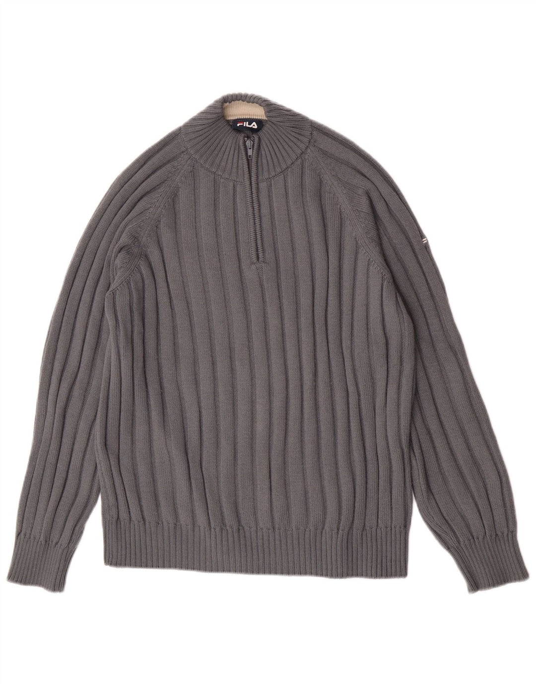 Fila Pull à col zippé pour homme en laine mérinos Gris Large