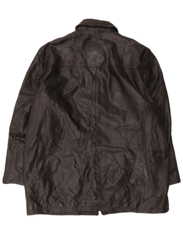 VINTAGE Manteau en cuir pour hommes UK 44 2XL Noir