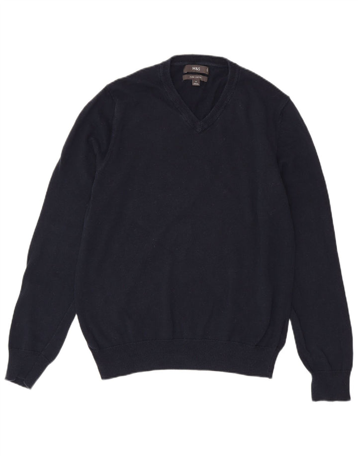 Marks & Spencer Pull col V Homme Bleu Marine Moyen Coton