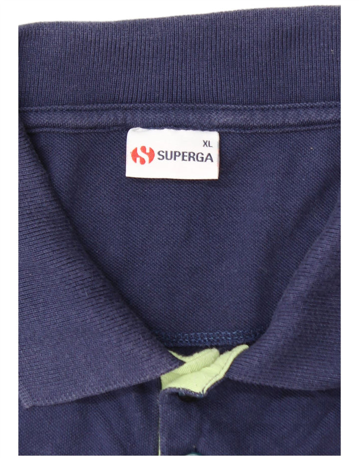 SUPERGA Polo Garçon 15-16 ans XL Bleu Marine Colourblock Coton