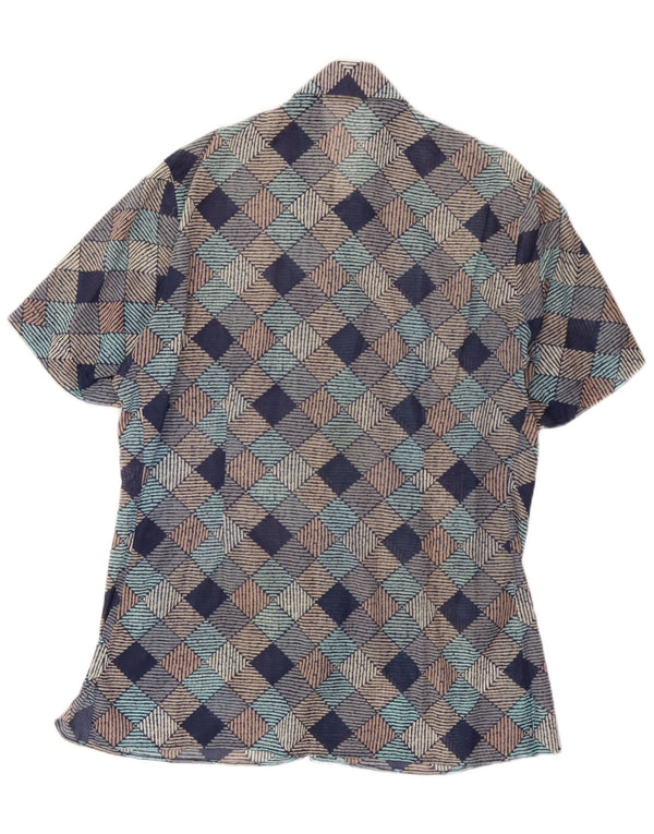 vintage Chemise à manches courtes pour hommes XL Géométrique multicolore