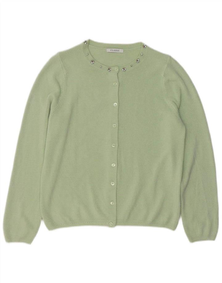 MARKS & SPENCER Pull cardigan classique pour femme UK 12 Acrylique vert moyen