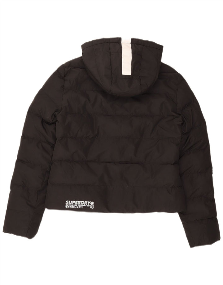 Superdry Veste matelassée à capuche surdimensionnée pour femme UK 8 Small Noir