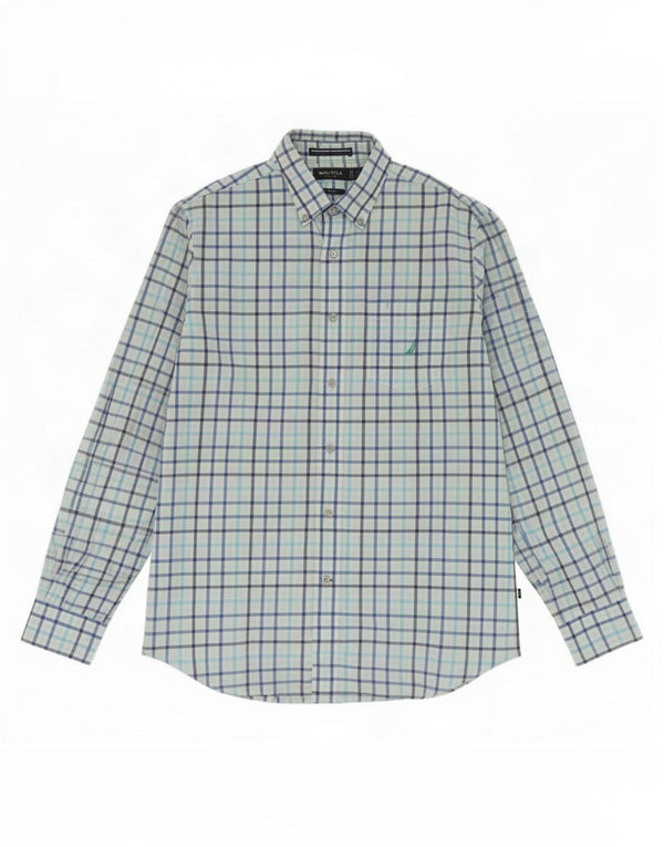 Nautica Chemise Coupe Classique Homme Bleu Moyen à Carreaux en Coton